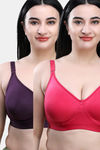 Maroon Clothing Double Layered Non Wired Full Coverage T-Shirt Bra (Pack of 2) - Multicolor — thumbnail 1